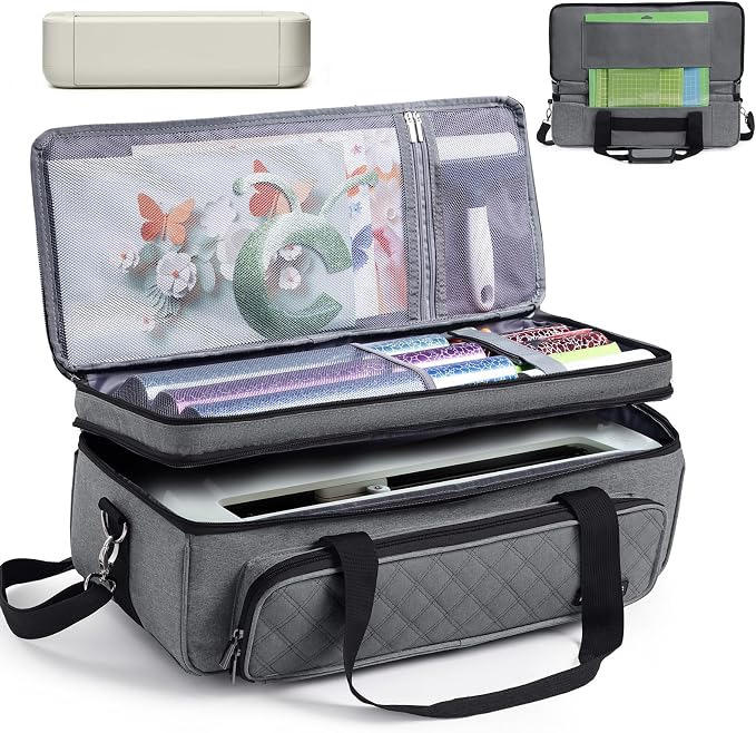 Double Layer Carrying Case with Cutting Mat Pocket & Accessories Storage
