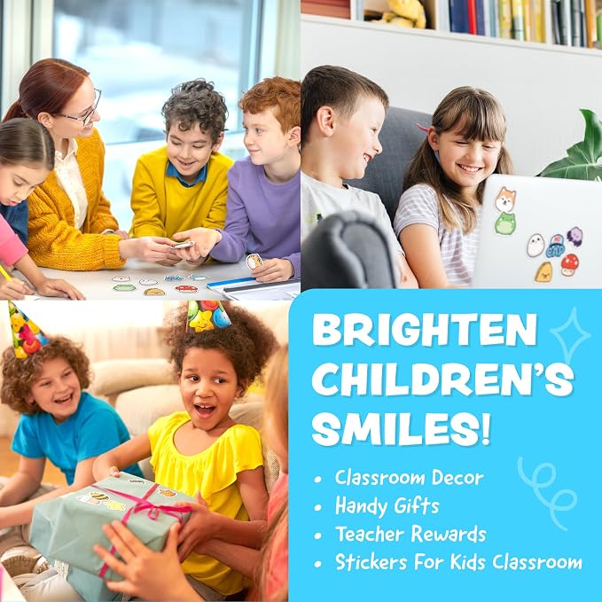 Cute Stickers for Kids Classroom Decor - 108pc Kawaii Water Bottle Stickers for Teens - Waterproof Vinyl Teacher Reward Stickers for Water Bottles - Back to School Supplies - Classroom Must Haves