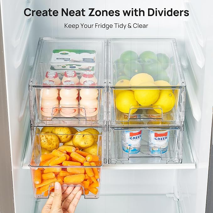 Vtopmart Clear Stackable Storage Drawers, 8 Pack Tall Organizer Set
