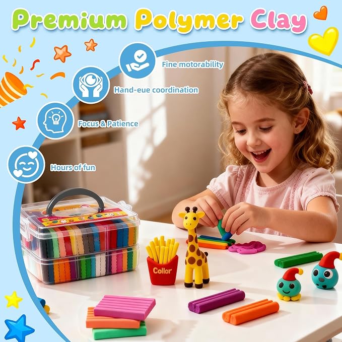 Artpar 82 Colors Polymer Clay Kit, Oven Bake Clay for Kids,19 Carving Tools | Diy Colorful Modeling Clay Art Craft Set With Accessories Pack, Easy To Shape, And Non-Sticky,Gifts For Kids Adults Artlists