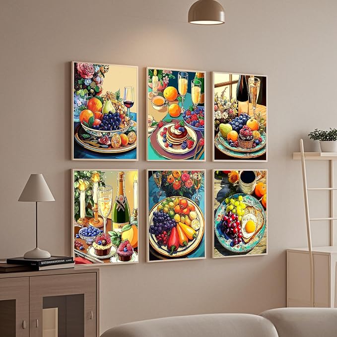 Leatrice 6 Pcs Breakfast Diamond Painting Kits for Adults Diamond Art Kits