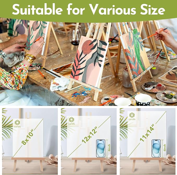 Conda 2 Pack 18 Inch Wooden Tabletop Easel Stand, A-Frame Art Painting Easel for Painting, Display & Art Creation, Canvas Holder for Artists, Students & Hobbyists