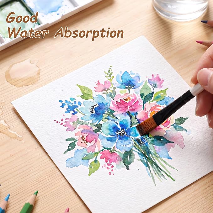 80 Sheets Square Watercolor Paper 4 x 4 Inch, White Water Color Paper