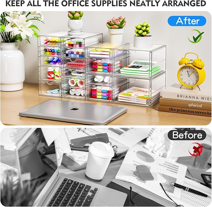 ARSTPEOE Acrylic 13-Drawer Storage & Makeup Organizer for Desk, Bath