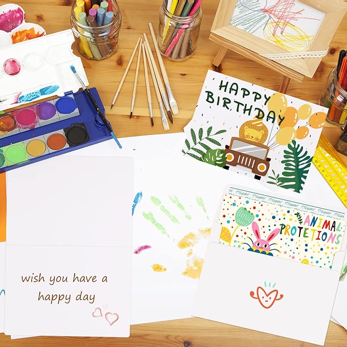 Eupako 50 Pack White-Blank-Cards-and-Envelopes-5x7-Heavyweight-Folded-Cardstock-and-A7-Envelopes-Self-Seal for DIY Greeting Cards, Invitations, Wedding, Baby Shower, Birthday