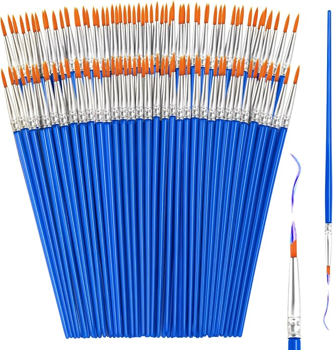110Pcs Paint Brushes Bulk Small for Kids - Fine Detail Set for Classroom, Model, Canvas, Face, Nail Art, Acrylic, Watercolor, and Craft Supplies