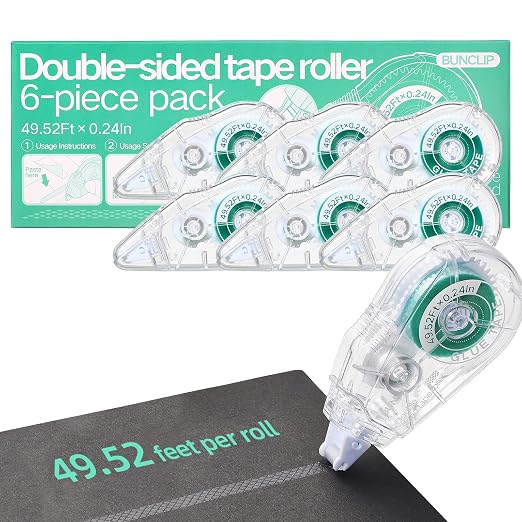 6-Pack Scrapbook Glue Tape Runner, 49.52ft No Residue Double-Sided