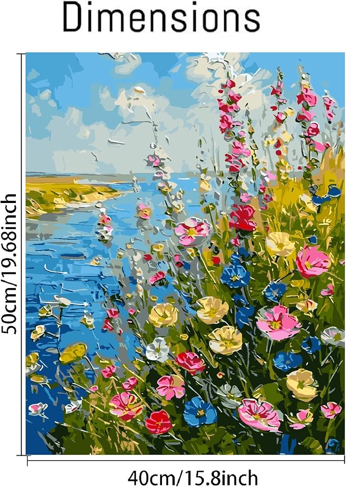 YarnMate Wild Flowers Paint by Numbers for Adults,Paint by Number for Adults Beginner,Easy Acrylic Paint by Number on Canvas for Relax and Home Wall Decor 16X20 Inch (Without Frame)