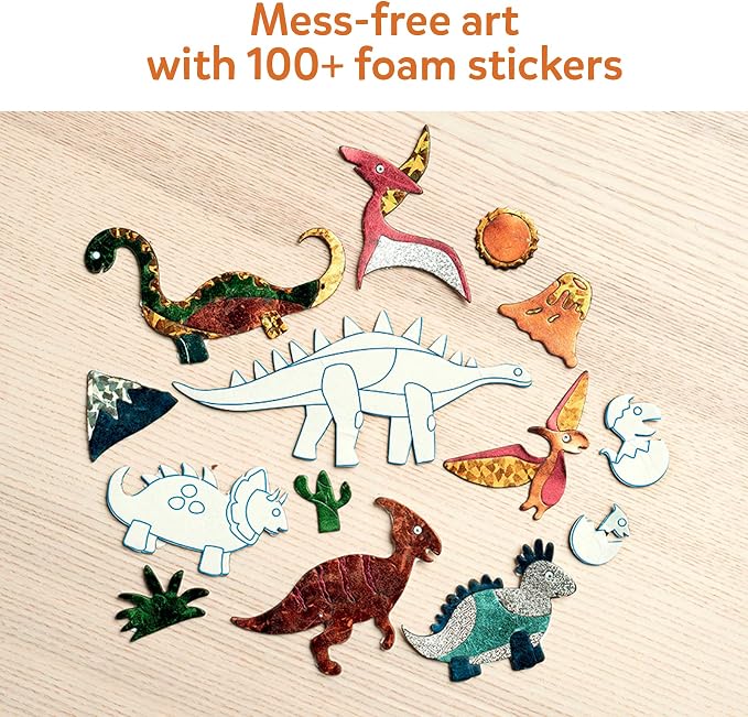 Skillmatics Foil Fun Dinosaurs, Foil Art Activity, Gift for Boys & Girls | Travel Toys, Sticker Craft Kit, Fine Motor Skills, DIY Mess-Free Art, Screen-Free, Gifts for Kids Ages 4, 5, 6, 7, 8, 9