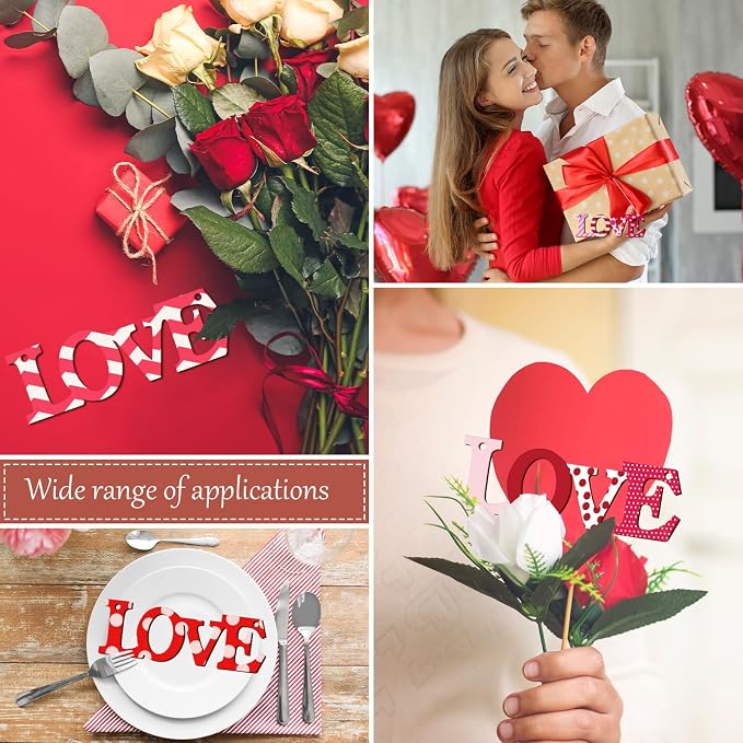 Wooden Love Letter Ornaments to Paint 7 Inch, Large Size Mothers Day Valentine's Day Wooden DIY Blank Unfinished Round Wood Discs Father's Day Ornament for Crafts Hanging Decorations(10PCS)