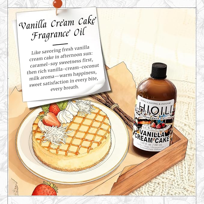 HIQILI Vanilla Cream Cake Fragrance Oil for Soap Making, Add to Dryer Balls