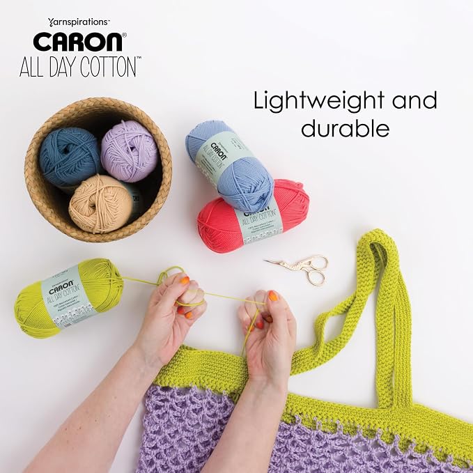 Caron All Day Cotton Yarn for Crocheting, Slate, 3-Pack | #4 Worsted Yarn, 100% Mercerized Cotton, Soft Crochet Yarn for Knitting, Amigurumi & Crafts, 173yds, 100g/3.5oz per skein