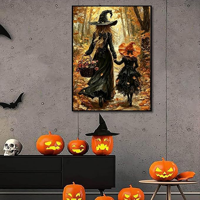 SUJINMEI Witch Paint by Numbers Kit for Adults Without Frame 16X20 inch | Halloween Adult Paint by Number Kits on Canvas, Halloween Painting by Numbers for Adults, Acrylic Paints for Home Wall Decor