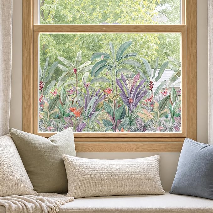 ADD.HERES Stained Glass Window Film, Window Film Decorative, 17.5 x 78.7 in