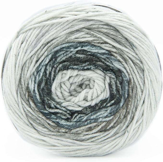 Lion Brand Yarn, Mandala Ombré Yarn, Cool, Gray Multicolor, 1 Pack | Variegated Yarn for Crochet, Knit, Crafts, Soft, Acrylic Fiber for Blankets, Worsted Weight Sweaters, Colorful Shawls