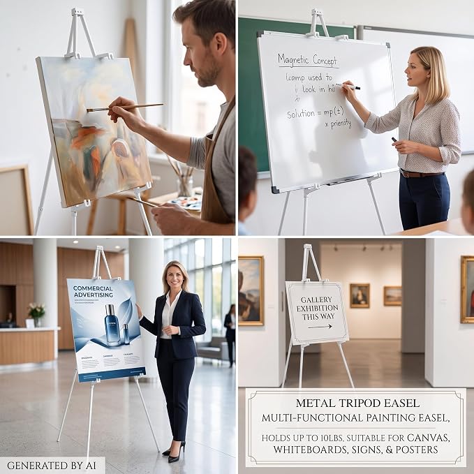 MXG White Easel Display Stand,66" Adjustable Easel for Painting & Sign