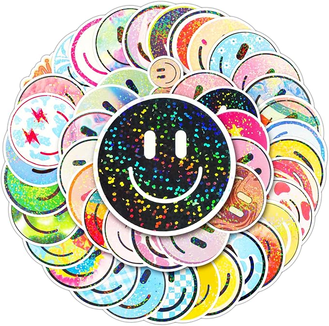 50PCS Smile Glitter Stickers