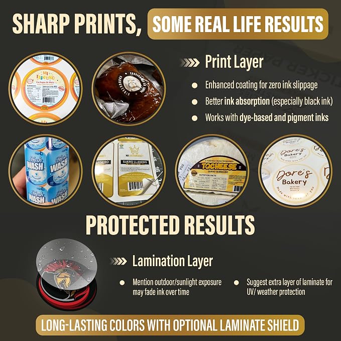 30 Sheets Glossy Printable Sticker Paper 8.5 x 11, Waterproof Sticker Paper for Inkjet & Laser Printers, Dye & Pigment Ink, Labels, Crafts & Cutting Machine Projects