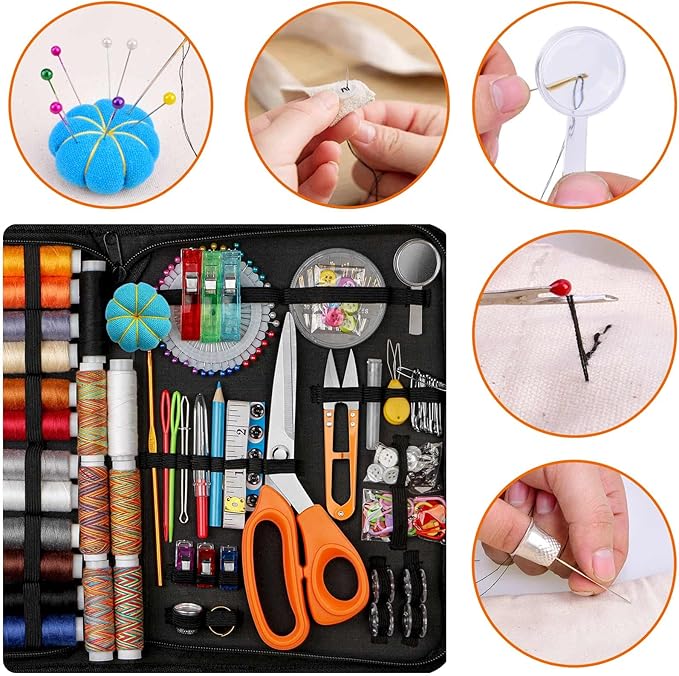 Maxfanay Sewing Kit for Adults Beginners, Portable Needle Thread Repair Kit | Heavy Duty Tailor Scissors, 43XL Thread & Yarn Snips, Complete Sewing Supplies Set for Home, Travel & College Dorm Essentials