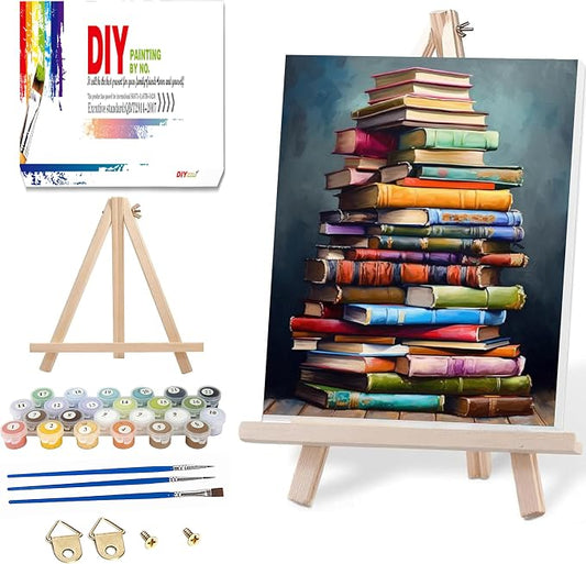 Ausanrl Paint by Numbers Framed Canvas with Wooden Easel-Books Paint by Number Adult,Paint by Number with Frame,Canvas Paint by Numbers for Adults,Gifts and Home Wall Decor 12x16inch