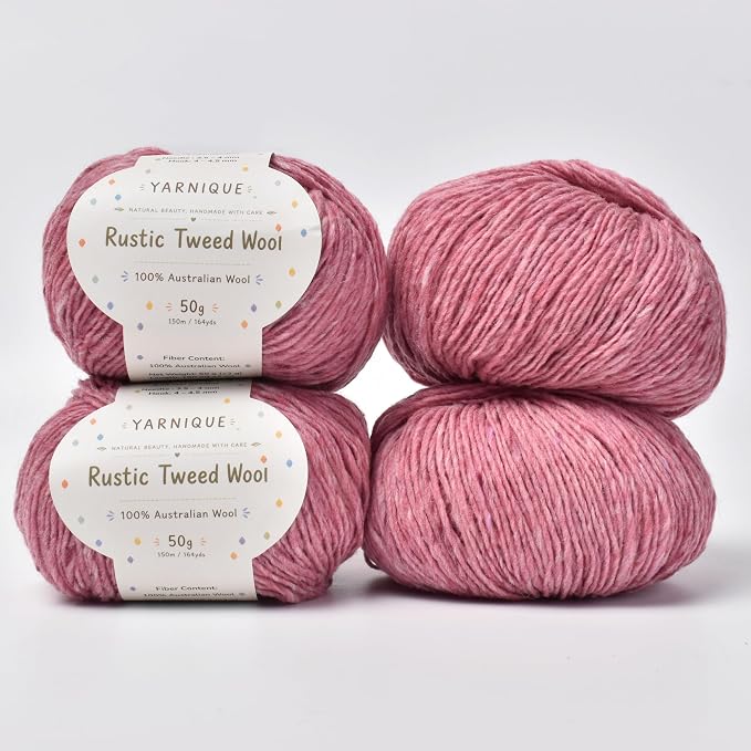 Rustic Tweed Wool Yarn, 1oo% Australian Wool, DK, 4 Skeins 200g/656yds (3113 Vintage Rose Fleck), Natural Wool Feel | Colorful Flecks | Classic Yet Modern Style