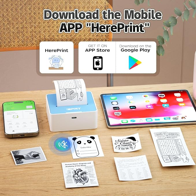 iDPRT Mini Sticker Portable Printer with 1 Roll Sticker Paper