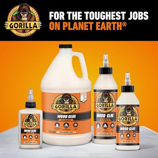 Gorilla Wood Glue Ultimate, Natural Color, 1 Gal Bottle, Waterproof