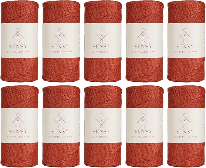 S Sensy 2mm - Premium Polypropylene Macrame Cord 10 Skeins Brick 252 Yards
