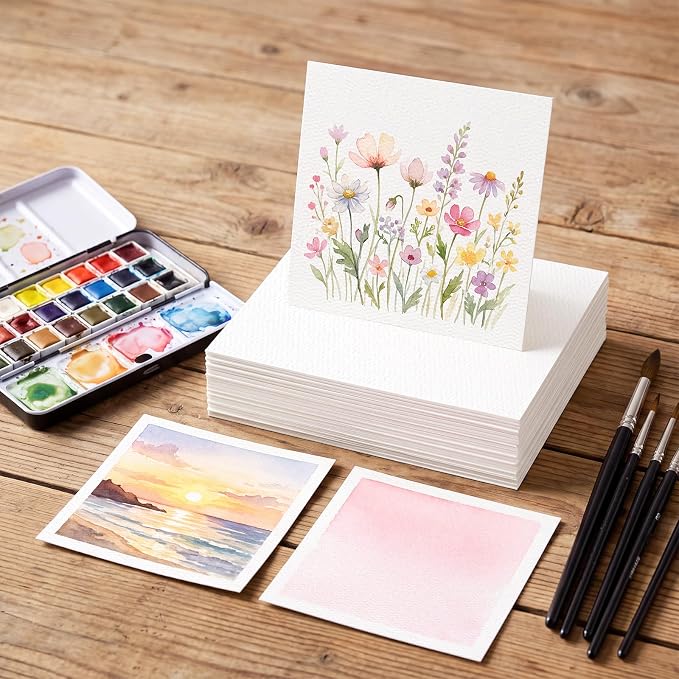 80 Sheets Square Watercolor Paper 4 x 4 Inch, White Water Color Paper