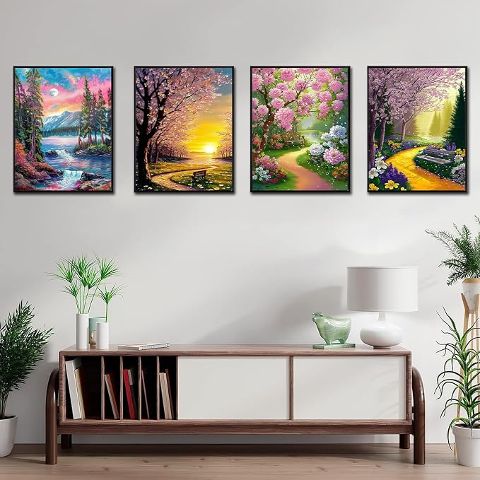 Leatrice 6 Pcs Landscape Diamond Painting Kits for Adults Diamond Art Kits