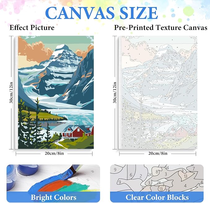4 Pack National Park Paint by Numbers Kit for Adults Beginner Framed, Mountain Landscape Paint by Number Kits with Frame, DIY Acrylic Adult Paint by Number Kits on Canvas for Home Decor Gift 8x12 Inch