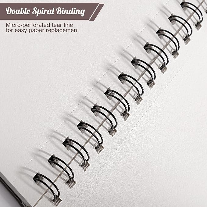 4 Pack Sketch Book 8.5 × 11 in, Spiral Bound, 50 Sheets, Acid-Free | 100gsm Paper, Perforated Pages, Sturdy Backboard, Ideal for Pencil Charcoal Pastel And Sketching