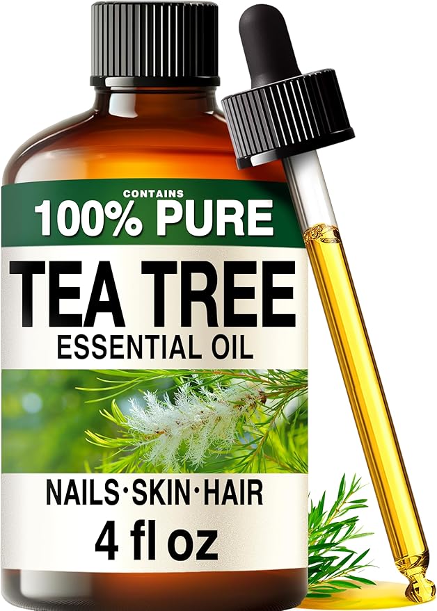 100% Pure Tea Tree Essential Oil 4 Fl Oz for Skin, Hair, Scalp and Nails | Melaleuca GC/MS Tested, Non-GMO, No Fillers, Undiluted Dropper Bottle - for Face, Toenail Care, Diffuser, Aromatherapy
