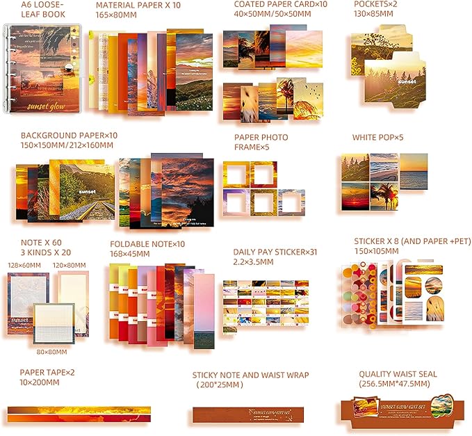 Scrapbooking Supplies Kit, A6 Grid Notebook, Vintage Junk Journaling Kit