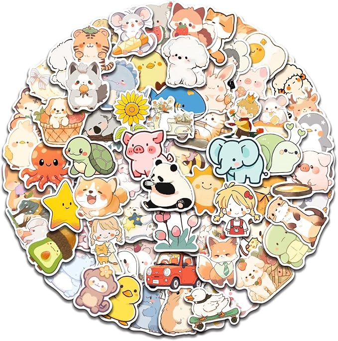 AOWDIAO 100 Pcs Cute Animal Stickers for Kids Vinyl Water Bottle Stickers Cute Stuff for Kids Gifts Party Favors Classroom Must Haves
