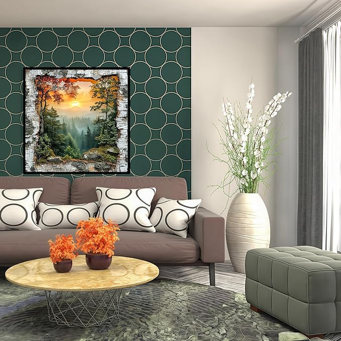 5D Forest Landscape Diamond Art kits for Adults Beginners 13.7x 13.7 Inch | Diamond Painting Kit DIY Full Round Drill Paint by Diamonds Dot Gem Art for Adult, Home Wall Decor