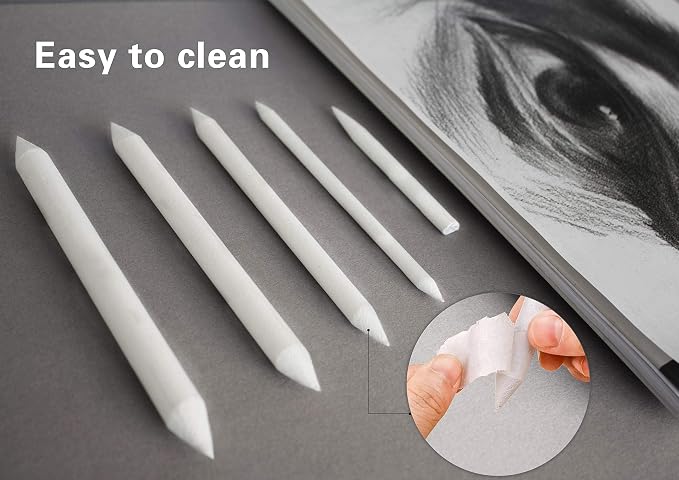 N NOROCME 12 PCS Blending Stumps and Tortillions Paper Art Blenders | with Sandpaper Pencil Sharpener Pointer,for Student Artist Charcoal Sketch Drawing Tools,Soften lines,Mix colors