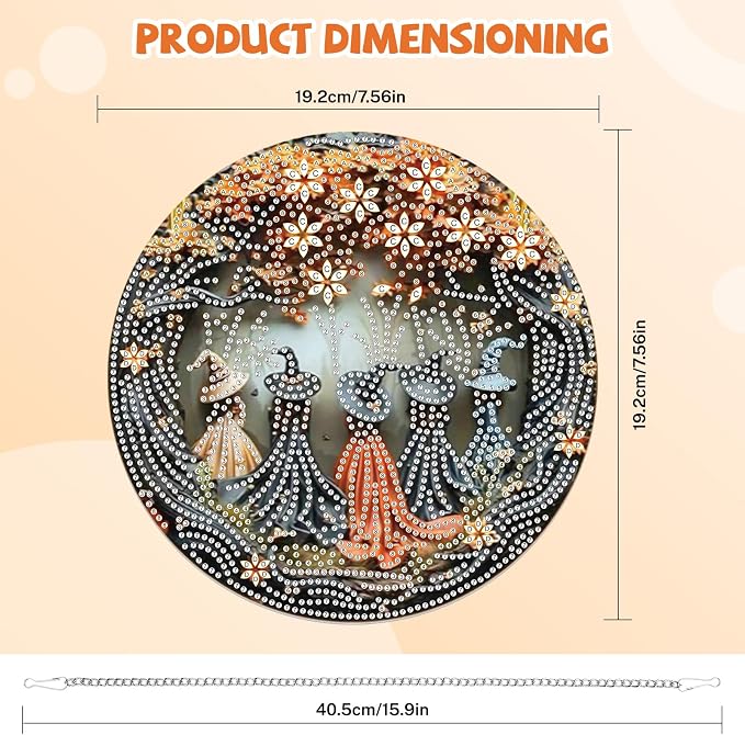 Bowetile Witch Diamond Art Hanging Kits for Adults, Halloween Diamond Art Suncatchers Fall, 5D Special Shape Autumn Diamond Painting Pendant Window Ornament Gifts for Home Door Wall Decor