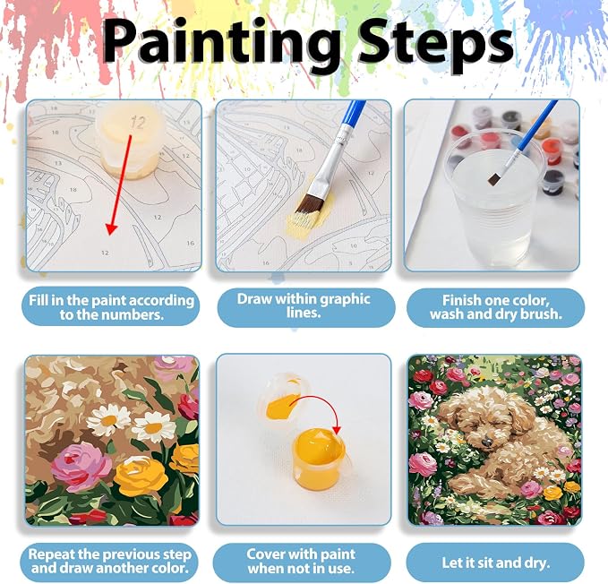 Dog Paint by Numbers Kit for Adults, Adult Paint by Number Kits 16x20 Inch | Paint by Numbers Kit for Adults, Acrylic Painting by Numbers, DIY Arts and Crafts for Gifts or Home Decor