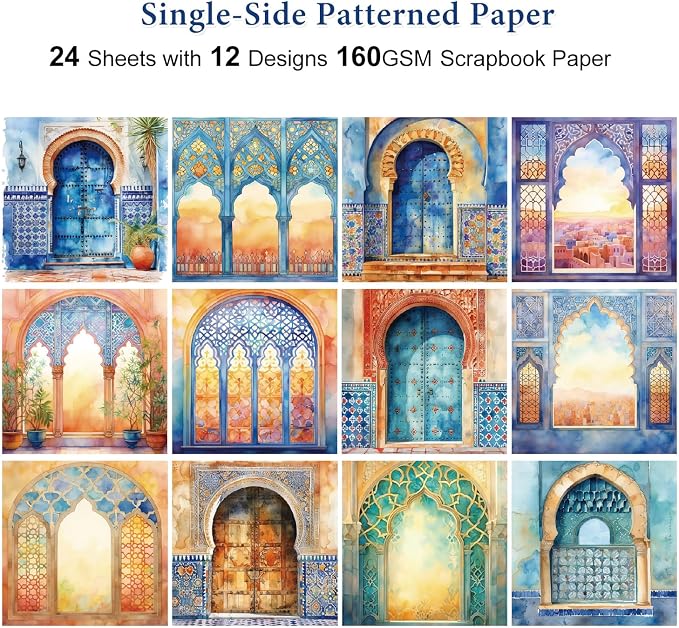 Scrapbook Paper Pad, Single-Sided Cardstock Scrapbooking Paper Supplies for DIY Envelopes Card Making Journals Planner Greeting Cards Decorative Art Craft -24 Sheets 6x6 inch