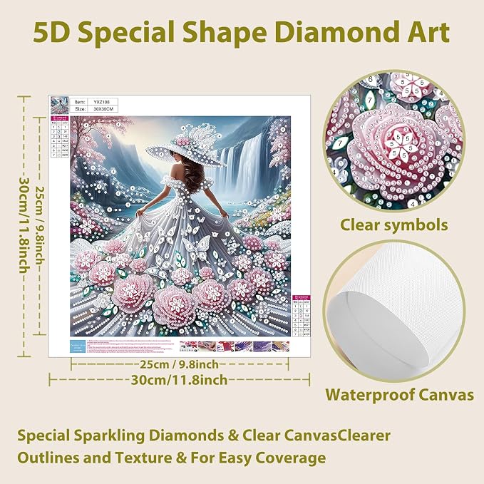 Woman Diamond Art Kits for Adults Special Shape Diamond Painting