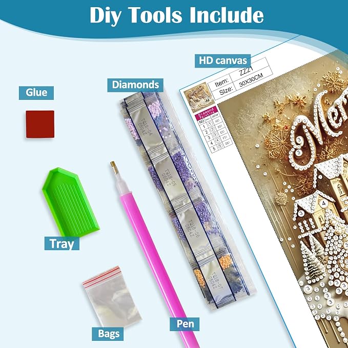 Merry Christmas Tree House Diamond Art Kits for Adults, 3D Special Shape Pearl Diamond Painting Kits for Adults Beginners, DIY Plastic Pearl Painting Gem Crafts for Home Wall Decor 11.8x11.8 Inch