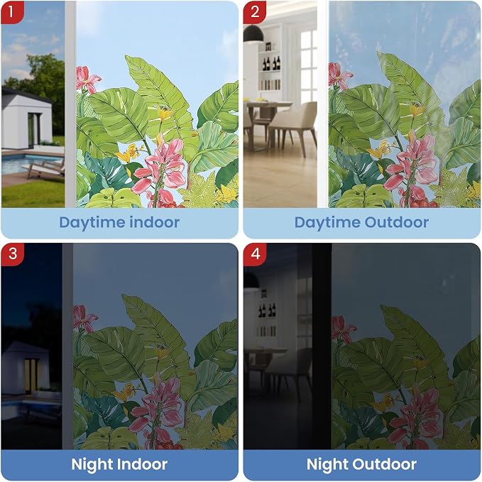 ADD.HERES Stained Glass Window Film, Window Film Decorative, 17.5 x 78.7 in