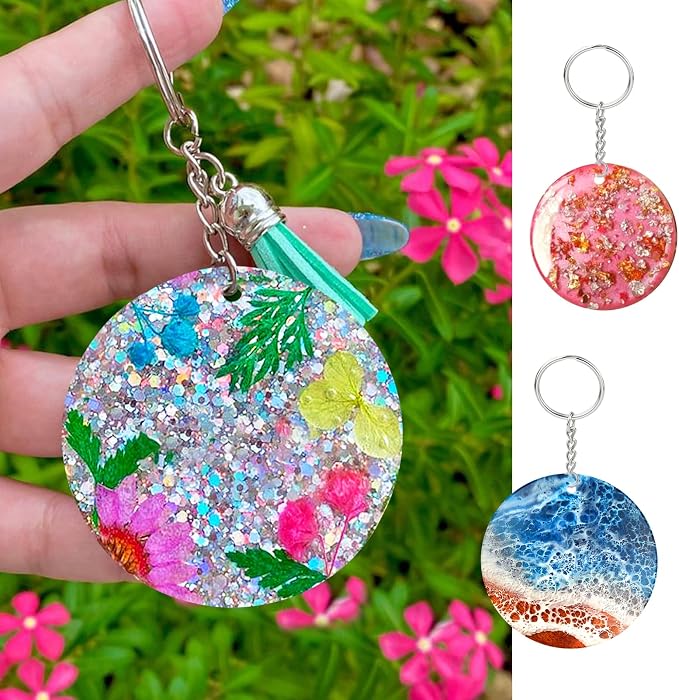 Juome Christmas Ornaments Resin Molds Silicone, Christmas Molds for Epoxy | 4 Pcs Round Shape Pendant Christmas Molds for Epoxy Resin, DIY Crafts Keychain Making Christmas Tree Decorations