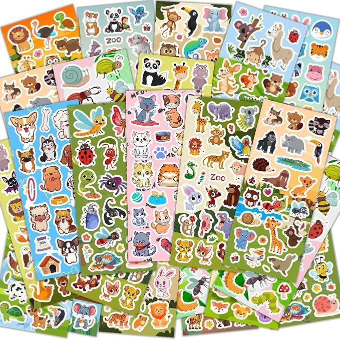 36 Sheets Animal Stickers for Kids, 700+ Cute Animal Stickers | Animal Stickers for Scrapbook, Teachers Classroom Prizes, Goodie Bag Stuffers, Birthday Gift Idea, Party Favors, Decorations