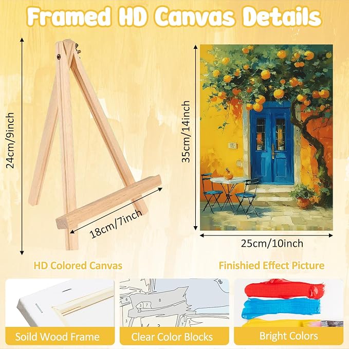 MAXBYE Framed Paint by Numbers Kits for Adults, Lemon Tree Paint by Numbers Kit for Adults with Wooden Easel, Easy DIY Oil Painitings Kits with Tools for Beginners Gift Home Wall Decor 10×14 Inch