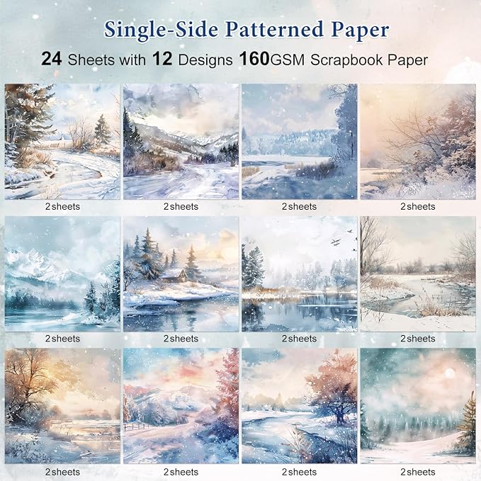 Aesthetic Scrapbook Paper Holiday Themed Pattern Paper 6×6,24 Sheets Single-Sided Boho Scrapbooking CardStock Papers Pad Supplies for Holiday Cardmaking DIY Origami Journaling.