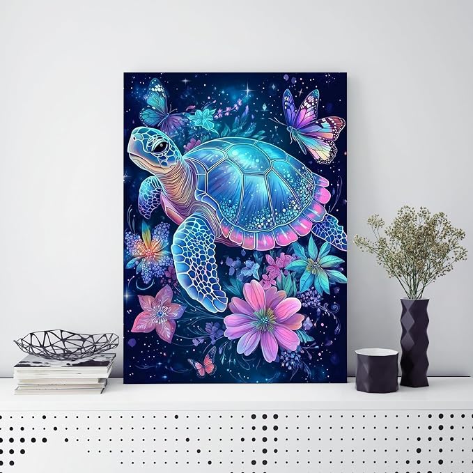 Ycydilirab Sea Turtle 5D Diamond Art for Adults-Diamond Painting for Adults,Sea Turtle Gem Art for Adult Perfect for Relaxation and Home Wall Decor 12x16inch