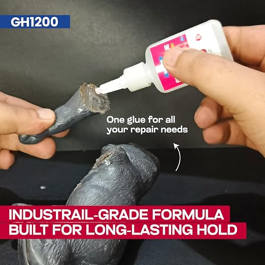 GH1200 2 PCs (2-in-1) Super Glue with Brush Applicator & Nozzle, Mess Free Superglue Brush, Instant Never Dries, 3000 CPS Ca Glue, No Stain Clear Glue, Super Glue for Plastic, Rubber & More