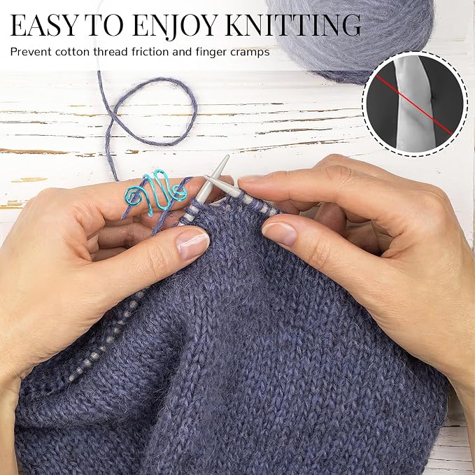 DTOFOOT 6Pcs Knitting Crochet Tension Ring for Fingers with Box | Metal Open Crochet Ring, Adjusts for Finger Tension, Speeds Up Braided Knitting Work, Ideal Gifts for Mom Grandma Crocheters